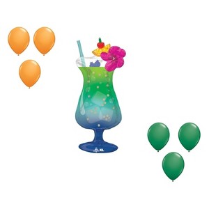 LOONBALLOON 37 Inch Tropical Blue Hawaiian Drink Balloon Medium Shape Set (6x latex) - 1 of 1