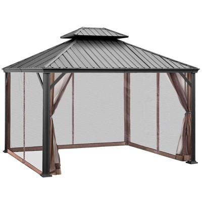 Tangkula 12ft X 10ft Patio Hardtop Gazebo Double Vented Roof Outdoor ...