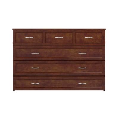 Northfield Walnut Queen Murphy Bed Chest with Built-in Charger and Memory Foam Mattress