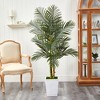 Nearly Natural 5.5-ft Golden Cane Artificial Palm Tree in White Metal Planter - 3 of 4
