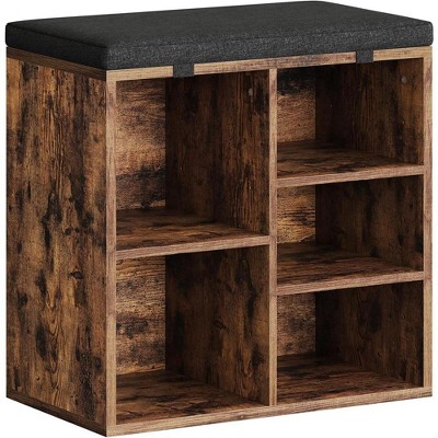 Shoe Bench with Cushion, Ten Cubbies Storage Bench with Adjustable Shelves, Cubby Seat Shoe Cabinet for Entryway Living Room Hallway Bedroom Dorm
