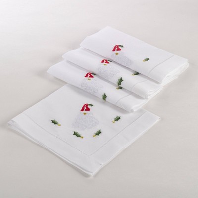 20" Hemstitched Holiday Napkin Set of 4 pc White - SARO Lifestyle