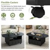 Cream Style Coffee Table with Brake Wheels Cloud Top Large Storage Black 39.37x23.6 - 2 of 3