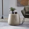 Textured Boho Concrete Side Table with Drum Shape, Lightweight Structure and Handcrafted Finish for Indoor or Outdoor Use-Maison Boucle - 2 of 4
