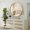 LuxenHome 31.5-Inch Round Wall Mirror Natural Wood Scalloped Frame Circle Wall Mounted Decorative Wavy Mirror for Bathroom Bedroom Entryway Brown - 4 of 4