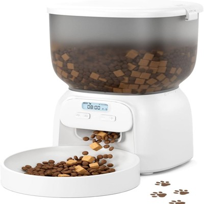 BENCMATE Pet Bowl 4L Capacity Smart Food Dispenser for Cats and Small Dogs, Hands Free for Pet Owned Family in Daily Life, White, 9.45"*7.87"*7.87"