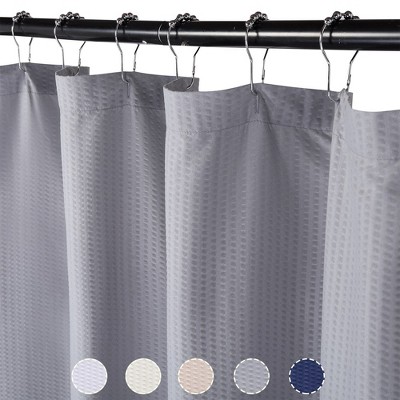 Soft Microfiber Fabric Shower Curtain or Liner with Decorative Embossed Pattern, Water Repellent