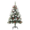 vidaXL Artificial Hinged Christmas Tree with Cones and Berries - Green and White, Reusable, Equipped with Sturdy Metal Stand - 2 of 4