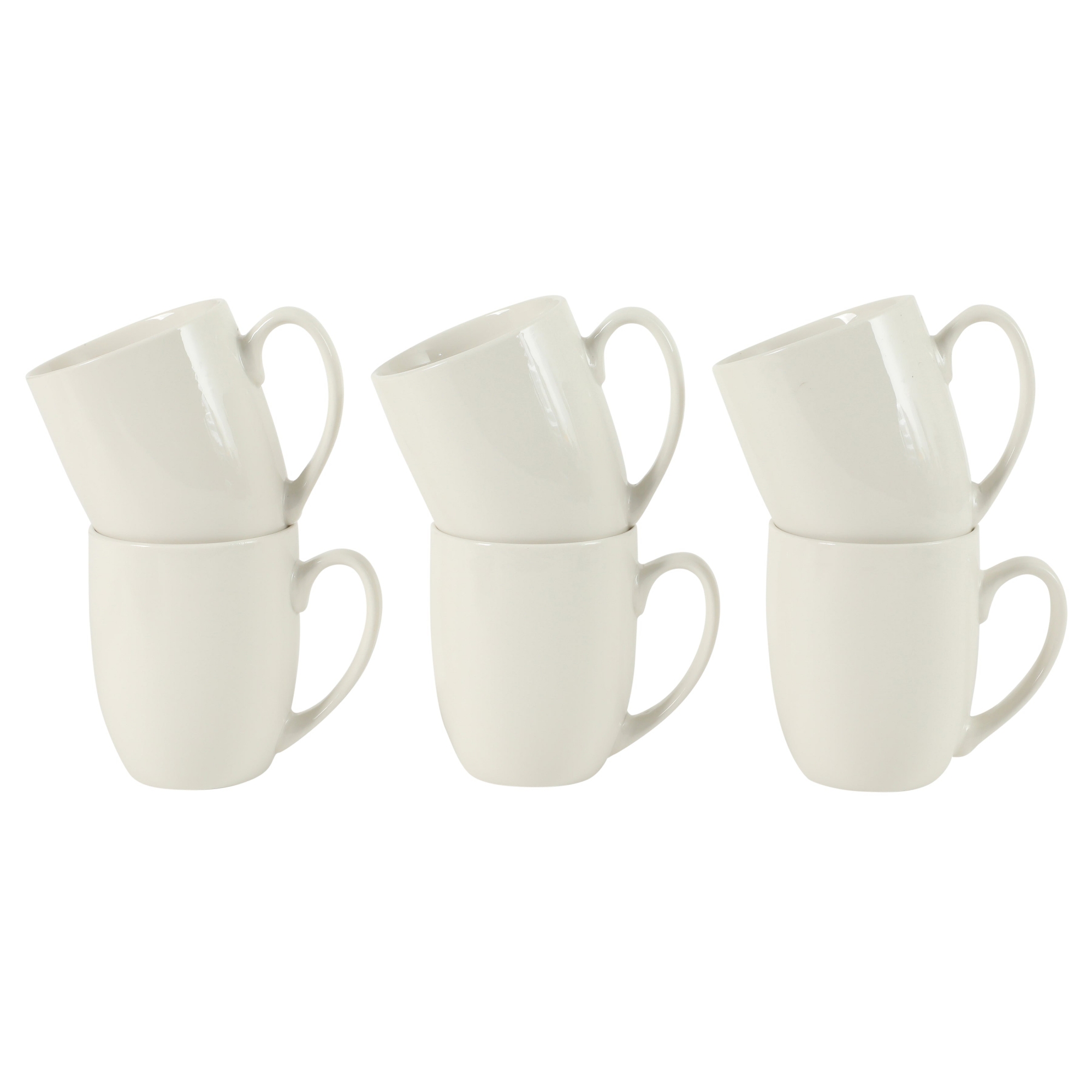 Gibson Home Great Essentials 16 Ounce Porcelain Coffee Mugs - Set of 6 - Cups for Latte, Hot Tea, Cappuccino, Mocha