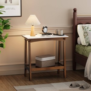 VYNXARIA Retro Reddish Brown Narrow Slate Side Table with Storage Shelf, Small End Table for Living Room Small Spaces Entryway Farmhouse - 1 of 4