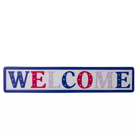 Northlight 18" Metal Patriotic "WELCOME" Sign with Stars Wall Decor, image 1 of 6 slides
