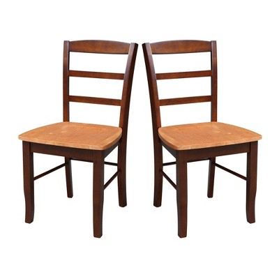 Elegant Black Wood Ladderback Side Chair Set of 2