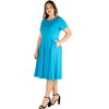 24seven Comfort Apparel Short Sleeve Plus Size  Midi Skater Dress With Pockets - 2 of 4