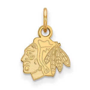 Black Bow Jewelry 10k Yellow Gold Chicago Blackhawks NHL Extra Small Pendant - 1 of 3