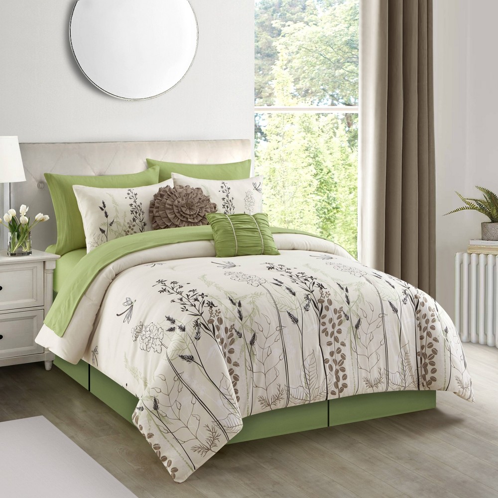 Photos - Bed Linen Nanshing 10pc Queen Lioyd Comforter Set Green