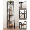Aoibox 5-Tier Ladder Shelf Freestanding Corner Storage Rack with 2 Hooks for Home Office Living Room Kitchen Bedroom Stable Rustic - 2 of 4