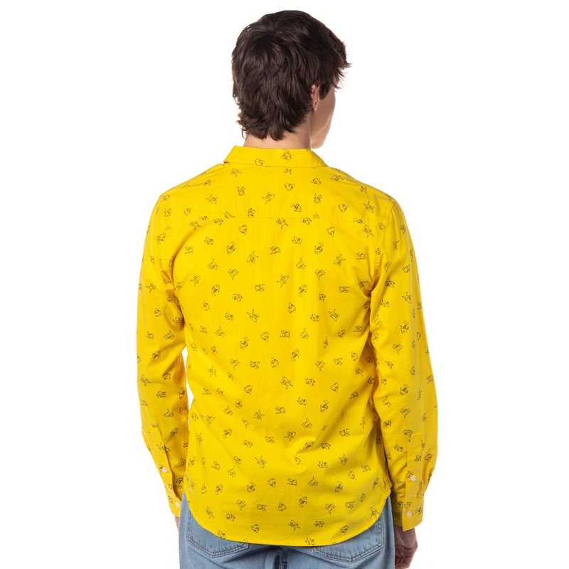 Nintendo Pokemon Pikachu Adult Button Down Long Sleeve Yellow Shirt, 3 of 6
