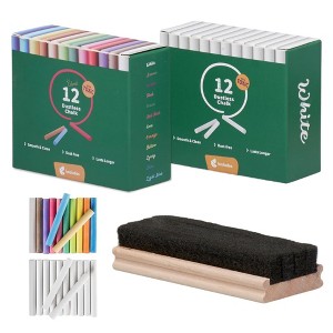 Kedudes Dustless Chalk with Eraser - 12 Colored and 12 White Chalks for ...