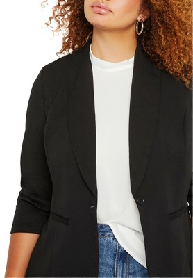 Agnes Orinda Women's Plus Size Winter Velvet Blazer Button Lapel