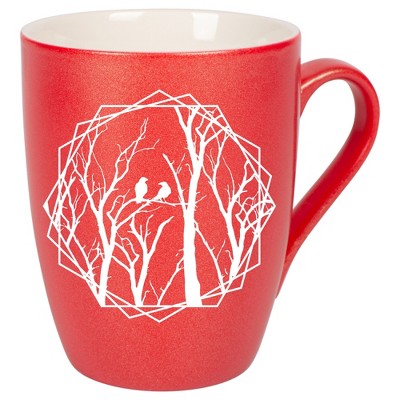 Elanze Designs Birds and Branches Crimson Red 10 ounce New Bone China Coffee Cup Mug