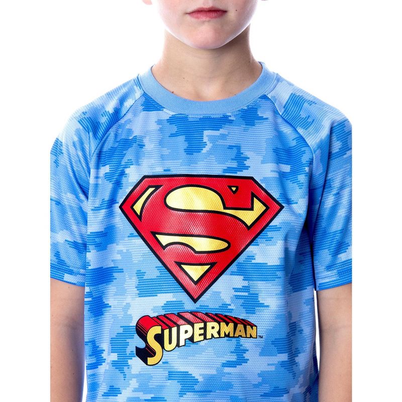 DC Comics Boys' Justice League Digital Camo Superman 2 PC Pajama Set Blue, 4 of 6