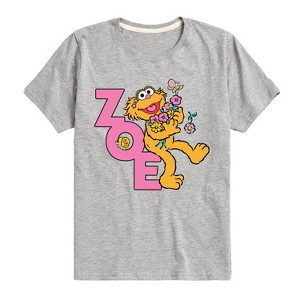 Boys' - Sesame Street - Zoe With Flowers Short Sleeve Graphic T-Shirt - 1 of 4