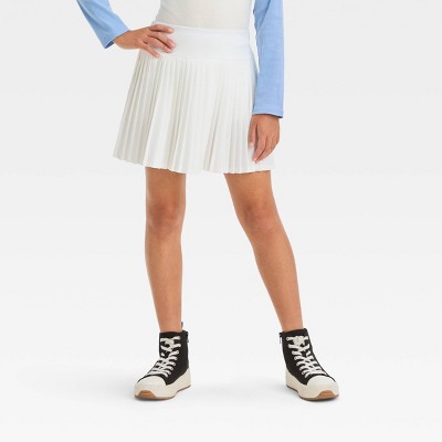 Girls' Knit Pleated Tennis Skort - Art Class™ White S : Target