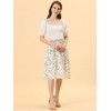Allegra K Women's Floral Print Smocked Elastic Waist Midi Flowy Tiered Ruffle Skirt - 3 of 4