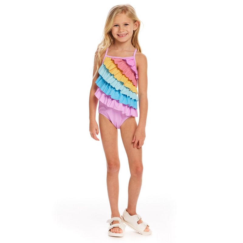 Andy & Evan  Toddler  Rainbow Ruffle Detail Swimsuit, 2 of 6