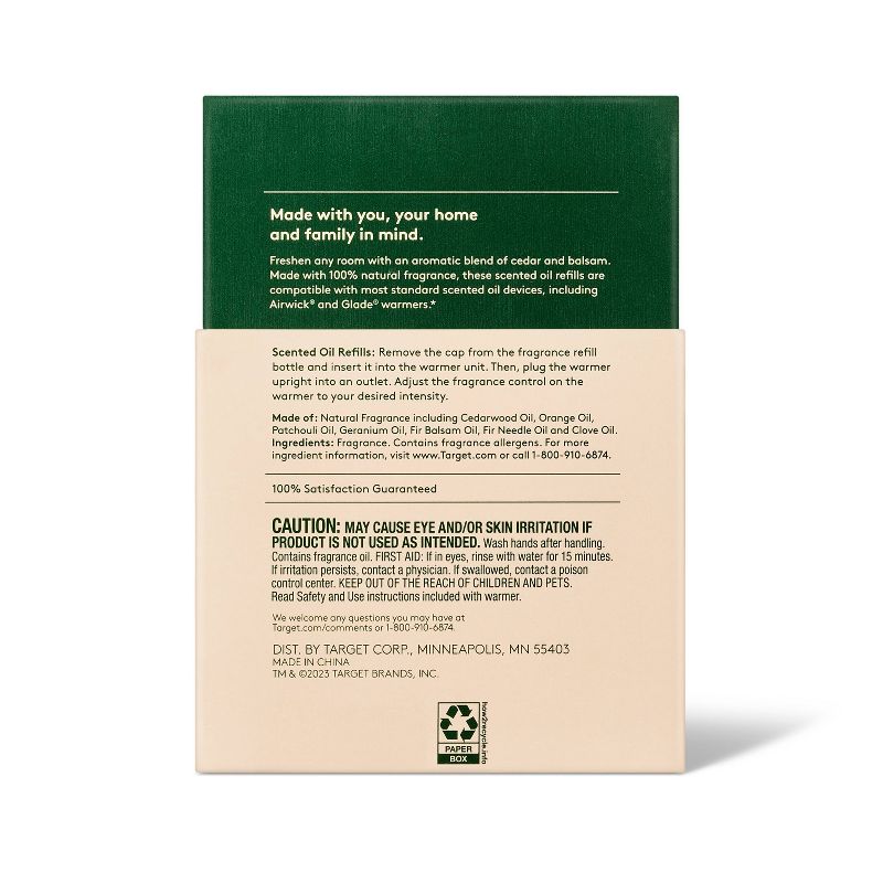 Scented Oil Refill Air Freshener - Cedar &#38; Balsam - 1.3 fl oz/2pk - Everspring&#8482;, 4 of 5