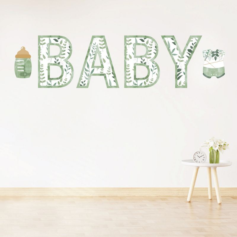Big Dot of Happiness Boho Botanical Baby - Peel and Stick Greenery Party Standard Banner Wall Decals - Baby, 1 of 9
