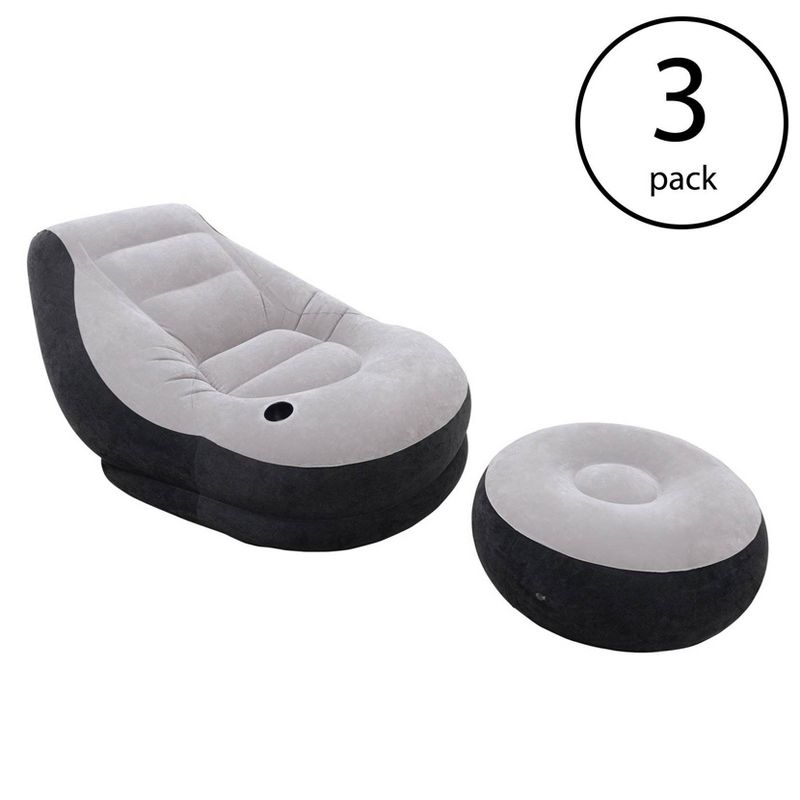 Intex Inflatable Ultra Lounge Chair With Cup Holder And Ottoman Set (3 Pack), 2 of 7