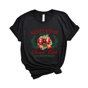 Simply Sage Market Women's Coquette Mistletoe Social Club Short Sleeve Graphic Tee - 1 of 4