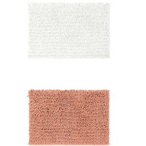 Unique Bargains Plain Chenille Non-Slip Washable Soft Home Decor Bathroom Mats 2 Pcs - 1 of 4