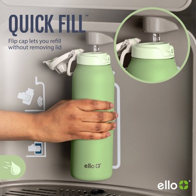 Ello Pop & Fill 18oz Stainless Steel Water Bottle Purple Holographic Glitter Missing plastic top