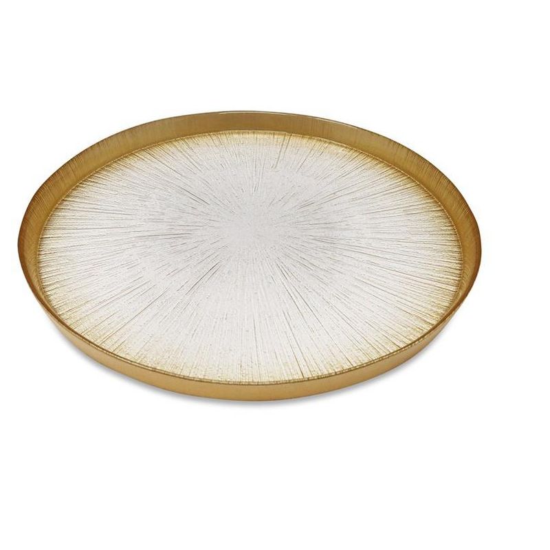 Classic Touch Set of 4 Crystal Glass Plates with Gold Border, 4 of 5