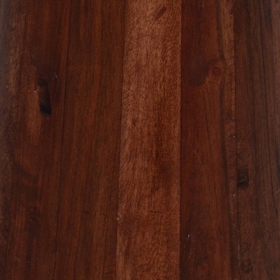 Acacia Wood Round Pedestal Side Table in Warm Brown Finish