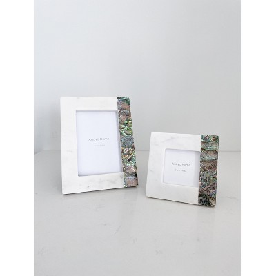 Rainbow Mother of Pearl White Marble Picture Frame 3x3