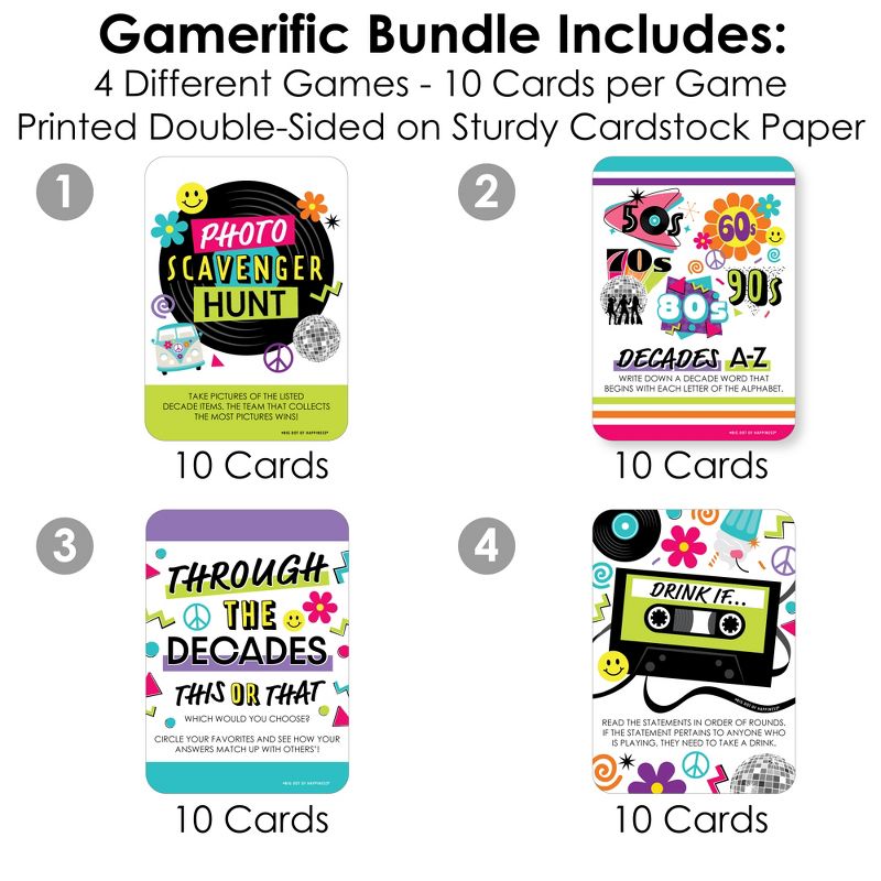 Big Dot of Happiness Through the Decades - 4 50s, 60s, 70s, 80s, and 90s Party Games - 10 Cards Each - Gamerific Bundle, 3 of 9