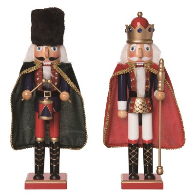 Transpac Wood Fancy Nutcracker Set of 2 Decorative Nutcrackers for Christmas Multicolor Tabletop Decor Indoor Use