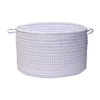 Colonial Mills Solid Ticking Storage Basket, 18 by 12-Inch, Blue