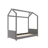 TIRAMISUBEST Twin/Full Size Velvet House Bed Wood Daybed, Upholstered Daybed Frame Sofa Bed with Roof Design and Slats Support - 4 of 4