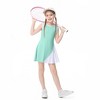 Girls Tennis Dress Sleeveless Workout Dress with Separate Shorts Asymmetric Color Block Glof Dress A Line Athletic Dress for Girls - 4 of 4