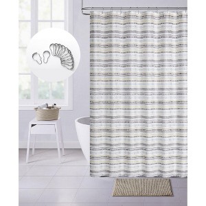 Dainty Home 3D Printed Textured Waffle Weave 13 Piece Shower Curtain Set - 1 of 4
