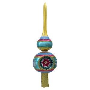 Santa Land 12.0 Inch Vintage Ice Brite Tree Topper Finial Christmas Shiny Glitter Tree Toppers - 1 of 3