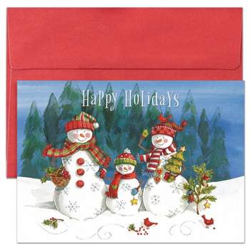 Masterpiece Studios Holiday Collection 16-Count Boxed Christmas Cards with Envelopes, 5.6" x 7.8", Frosty Family (965200)