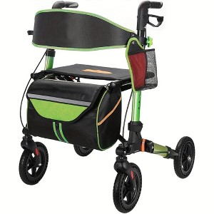 JUJABU Lightweight Foldable Rollator Walker with Seat, 8" All-Terrain Rubber Wheels, Backrest, Handles, Aluminum Frame for Seniors & Adults - 1 of 4
