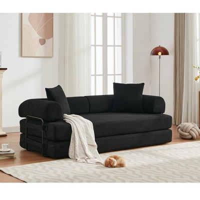 NicBex Oversized Upholstered Floor Sofa Bed with Convertible Folding Design,2-Seater Futon Couch Sleeper Sofa for Living Room,Bedroom