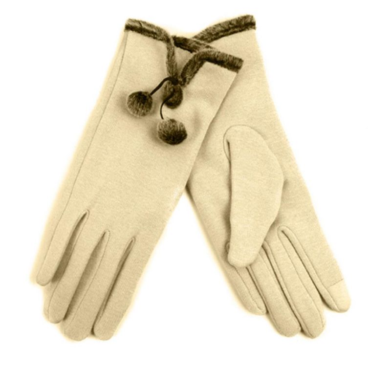 Women's Stylish Touch Screen Gloves with Fur Trim & Fleece Lining, 1 of 4