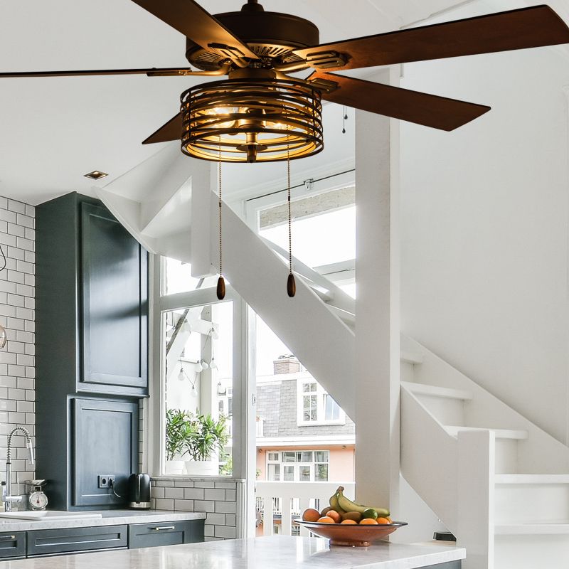 52&#34; 2-Light Alice Oil-Rubbed Bronze with Gold and Black Metal Shade Ceiling Fan - River of Goods, 4 of 15